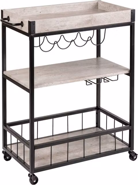 Carro de cocina Wenko estilo rústico en negro y gris con cajones y ruedas An/P/Al: 80 x 40 x 89.5 cm