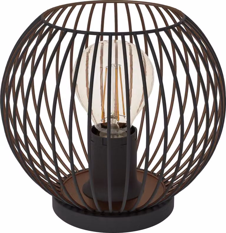 Lámpara de mesa Eglo Almanzora en metal color cobre y negro, Diámetro: 20 cm, Altura: 19 cm
