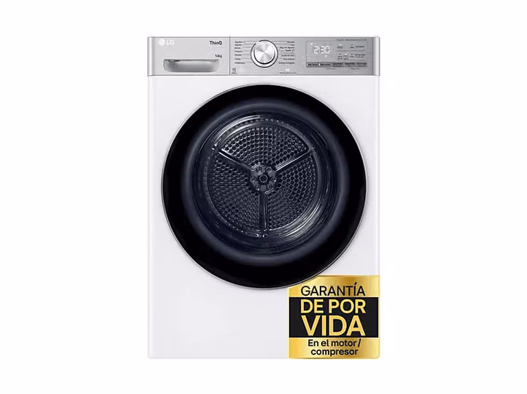 Secadora de bomba de calor LG RH10V9AV2WR de 10 kg, color blanco, con tecnología Dual Inverter y control por App