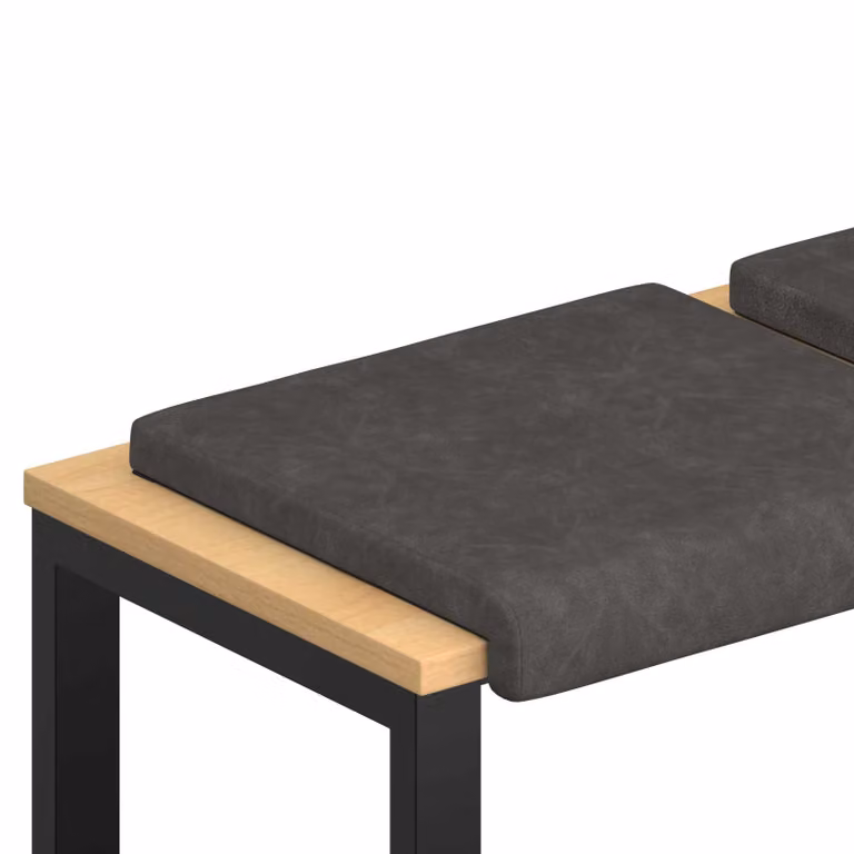 Set de 2 cojines para banco vidaXL en cuero sintético negro con relleno de espuma, Profundidad: 35 cm