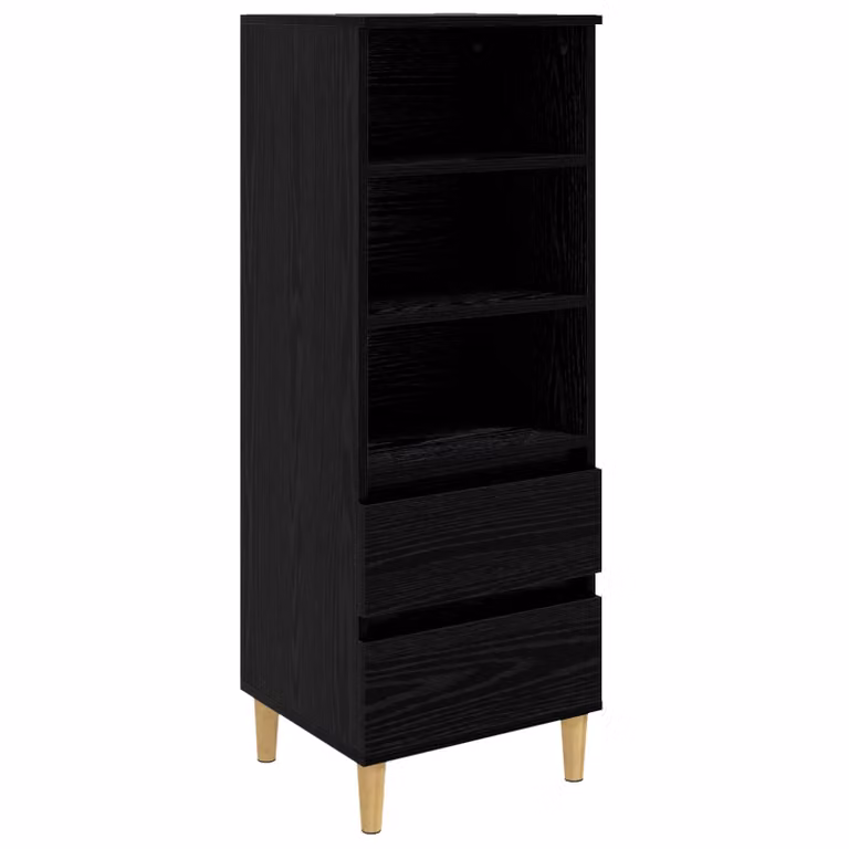 Aparador alto vidaXL moderno en roble y negro con puertas y cajones, An/P/Al: 40 x 36 x 110 cm