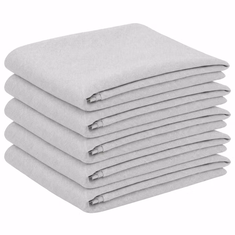 Set de 5 manteles rectangulares vidaXL en color blanco, fabricados en poliéster repelente al agua y lavables, An x Al: 140 x 220 cm