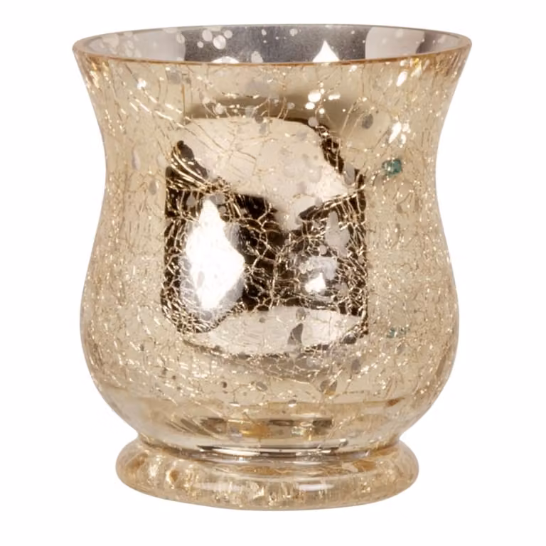 Portavelas redondo de vidrio dorado Maisons du Monde para tealight o votiva