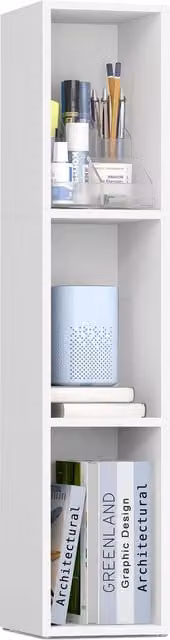 Librería Vasagle de 4 niveles con diseño minimalista en color blanco, An/P/Al: 24 x 20 x 94,8 cm