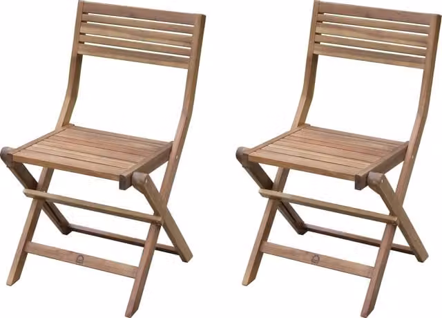 Pack de 2 sillas de jardín plegables y apilables de madera de acacia color marrón de Goodhome