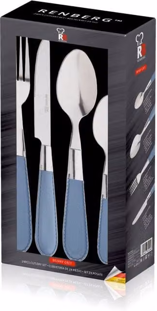 Set de cubertería Renberg Brinny de 24 piezas en acero inoxidable con acabado recubierto gris