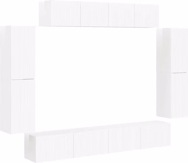 Mueble de TV moderno de pared Helloshop26 en color blanco con acabado brillante y compartimentos de medios, An/P/Al: 98 x 31 x 29,5 cm