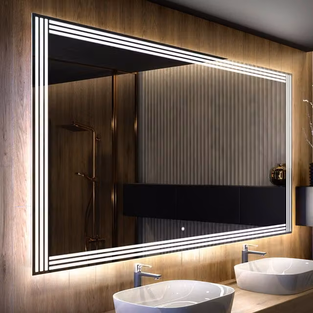 Espejo de pared rectangular ARTFORMA con iluminación LED y interruptor táctil en color blanco, An: 60 cm, Al: 80 cm