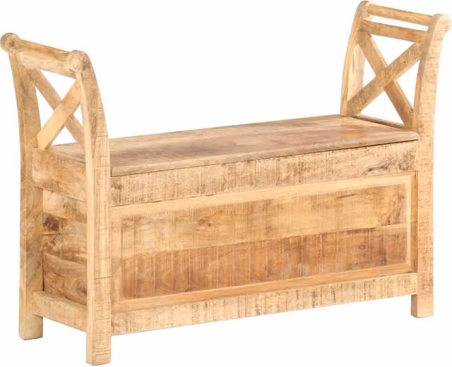 vidaXL Banco de recibidor de madera de mango color marrón An/P/Al: 103 x 33 x 72 cm