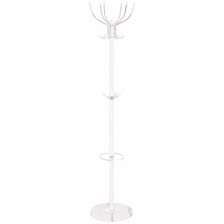 Perchero de metal WANDERLUST blanco con paraguero y 6 ganchos An: 36 cm, Al: 178 cm