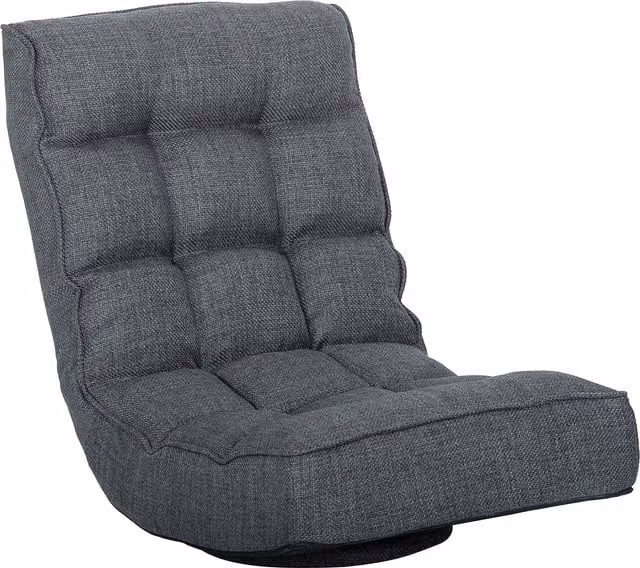 Silla de suelo plegable HOMCOM con respaldo ajustable en 5 posiciones y giro de 360 grados, color gris, An/P/Al: 58 x 79 x 107 cm