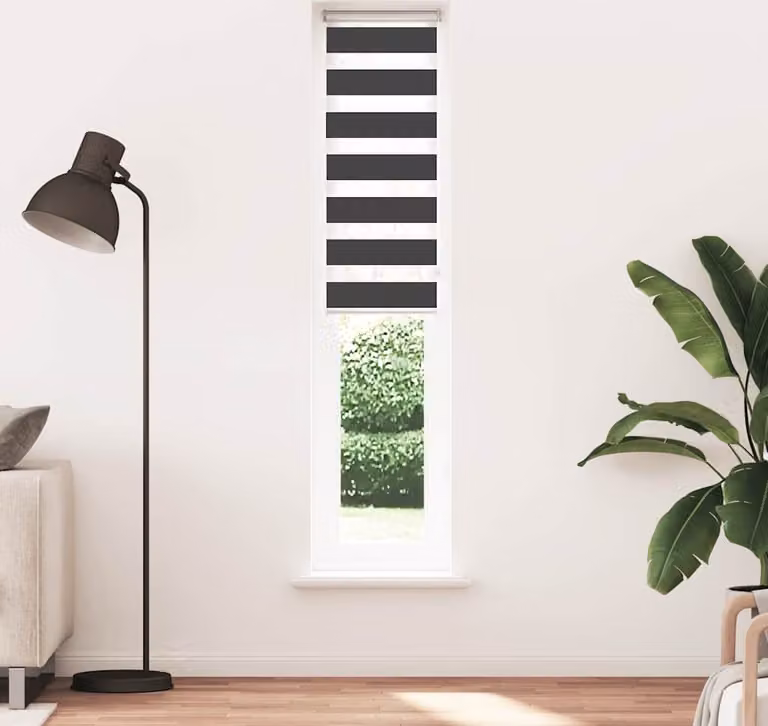 Estor cebra Syfax negro de poliéster con diseño de rayas An/P/Al: 45 x 40,9 x 200 cm