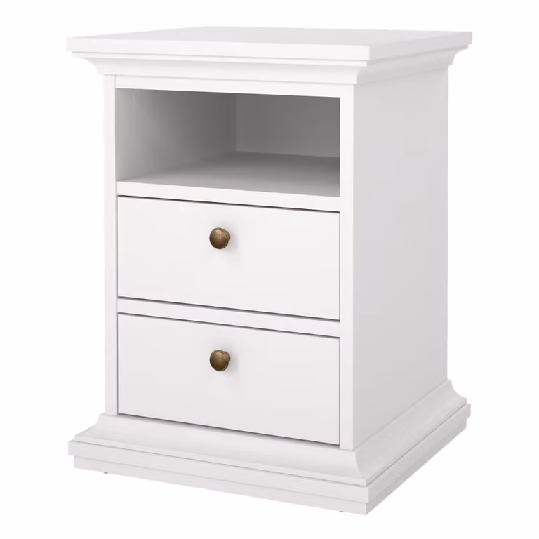 Mesita de noche Guadalquivir WELLHOME en madera blanca de 44 x 40 x 59 cm