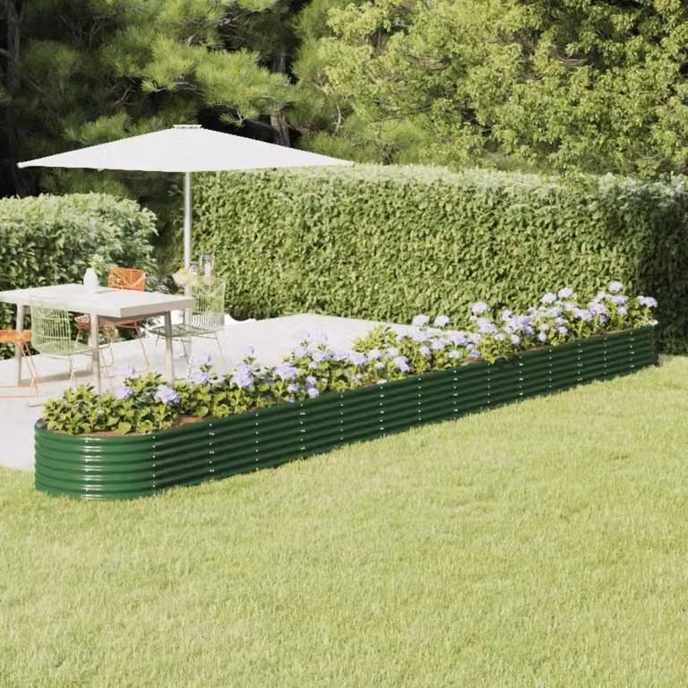 Jardinera arriate Syfax de acero galvanizado verde An/P/Al: 620 x 80 x 36 cm