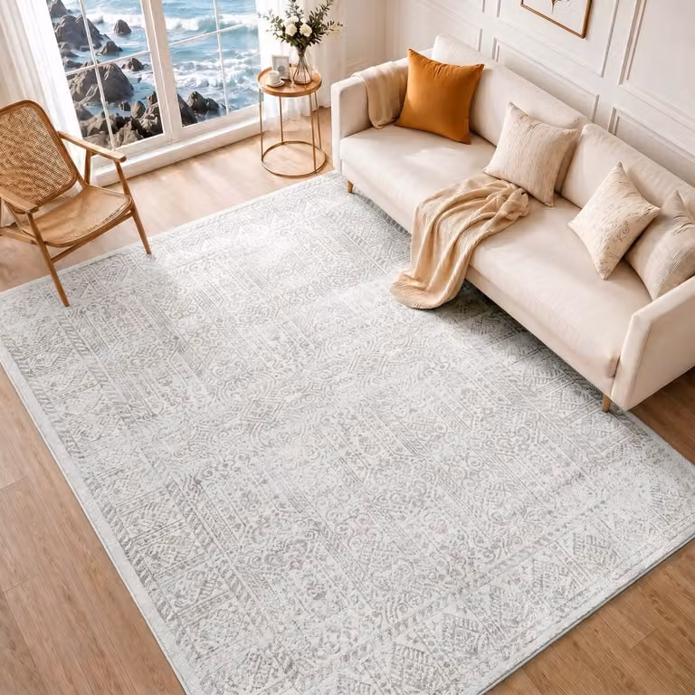 Alfombra vintage de estilo oriental Livabliss en colores marrón, blanco, gris y antracita, An: 200 cm, Al: 275 cm