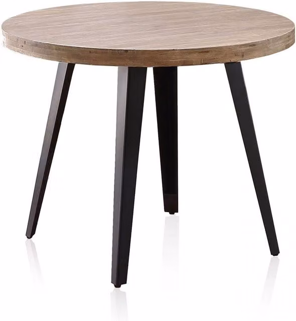 Mesa redonda industrial Skadi de Home Heavenly en roble y negro, Diámetro: 100 cm