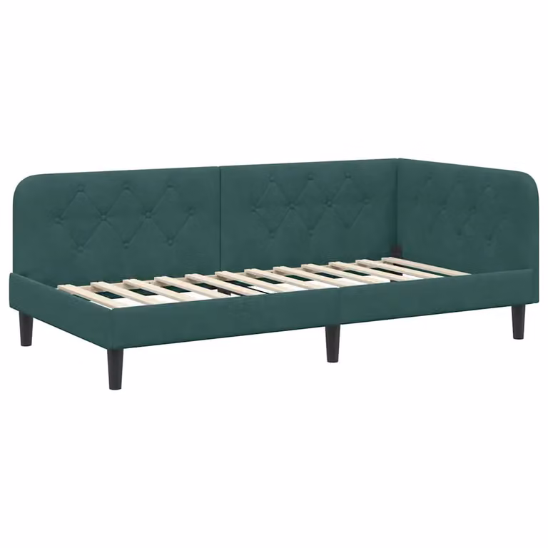 Estructura de cama tapizada vidaXL en terciopelo verde con diseño minimalista de 90 x 190 cm