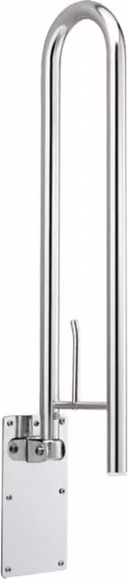 Asidero para baño abatible Beltrán con portarrollos y soporte grande en acero inoxidable color plata