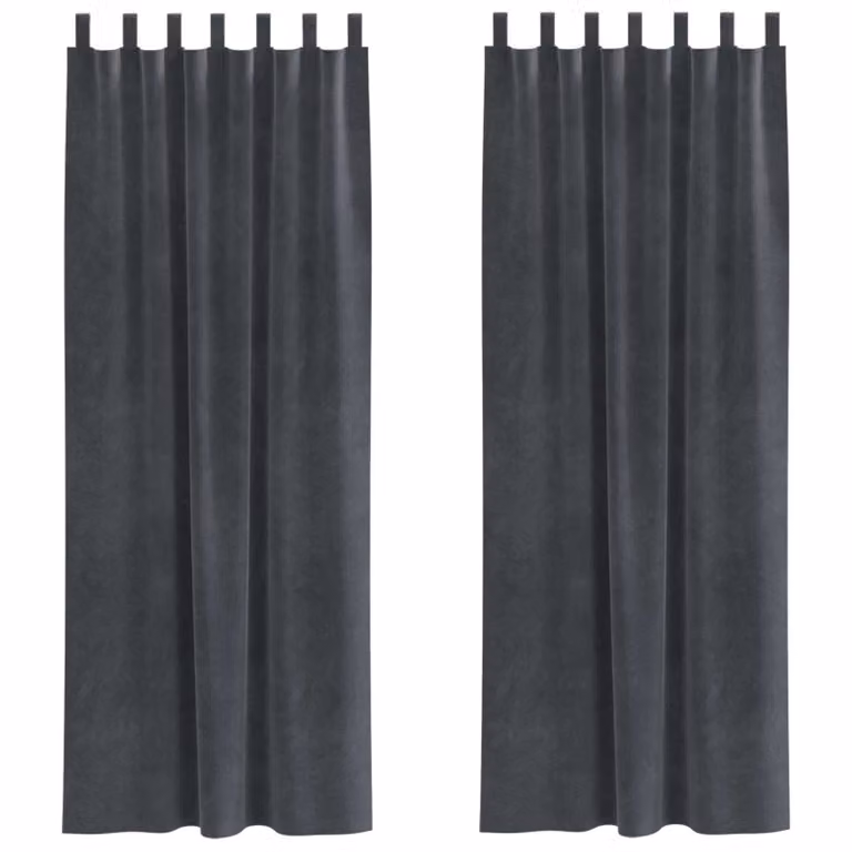Set de 2 cortinas blackout de terciopelo vidaXL en gris, An/Al: 140 x 260 cm