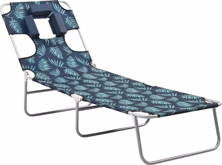 Tumbona plegable Syfax con estampado floral y reposacabezas ajustable en acero con acabado de pintura en polvo