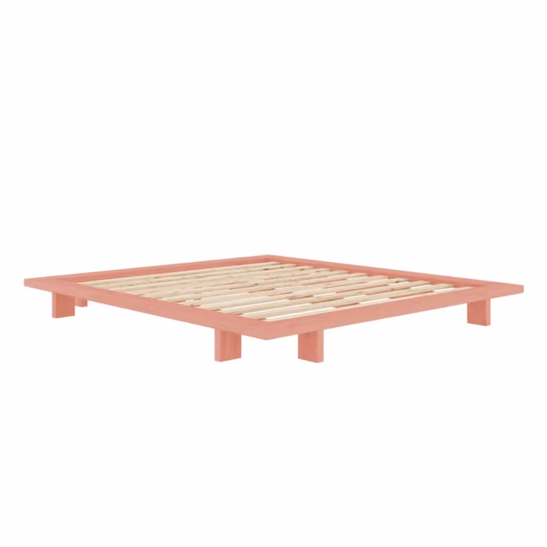 Cama de madera de pino de estilo escandinavo Karup Design en color rosa An/P/Al: 200 x 140 x 20 cm