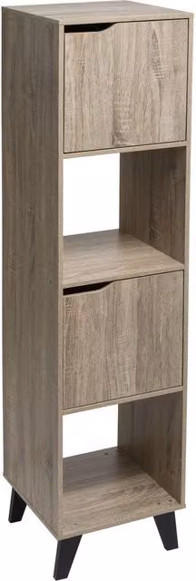 Estantería moderna 5five con 4 cajas efecto rovere natural y negro, Al 146.5 cm