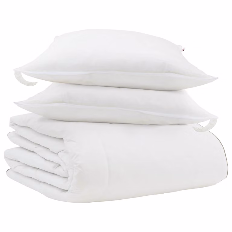 Set de 3 piezas vidaXL de Edredón de Invierno y Almohadas de Pluma de Pato en Blanco, An/P: 240 x 220 cm