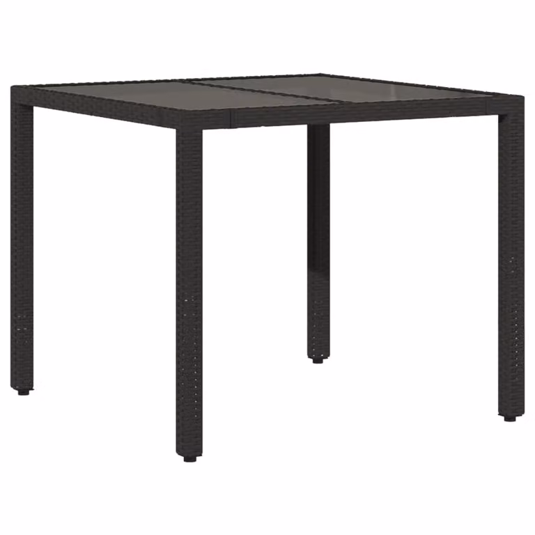 Mesa de jardín Syfax de ratán y cristal negra An/An/Al: 90 x 90 x 75 cm