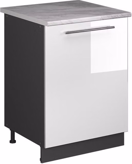 Mueble bajo para fregadero Vicco Fame-Line en blanco alto brillo y antracita, An: 60 cm, Al: 60 cm, Al: 82 cm