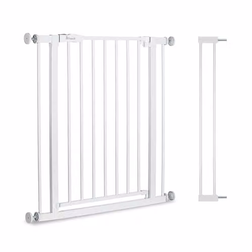 Barrera de seguridad Hauck Open Stop 2 para niños y mascotas con extensión de 9 cm, sin taladrar, color blanco, An/P/Al: 84-89 x 0 x 77 cm