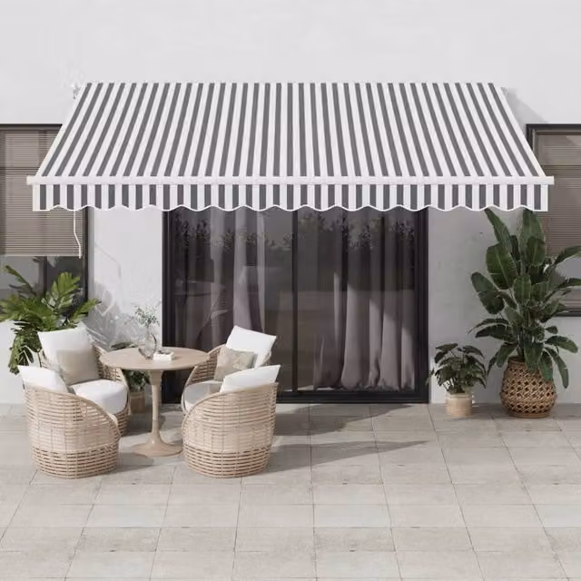 Toldo retráctil manual Maison exclusive en aluminio y poliéster, color gris antracita y blanco, An/P: 400 x 350 cm