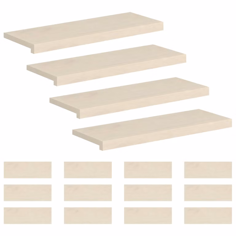 Set de 16 peldaños autoadhesivos vidaXL en color blanco y madera de roble, An/P/Al: 80 x 25 x 2 cm
