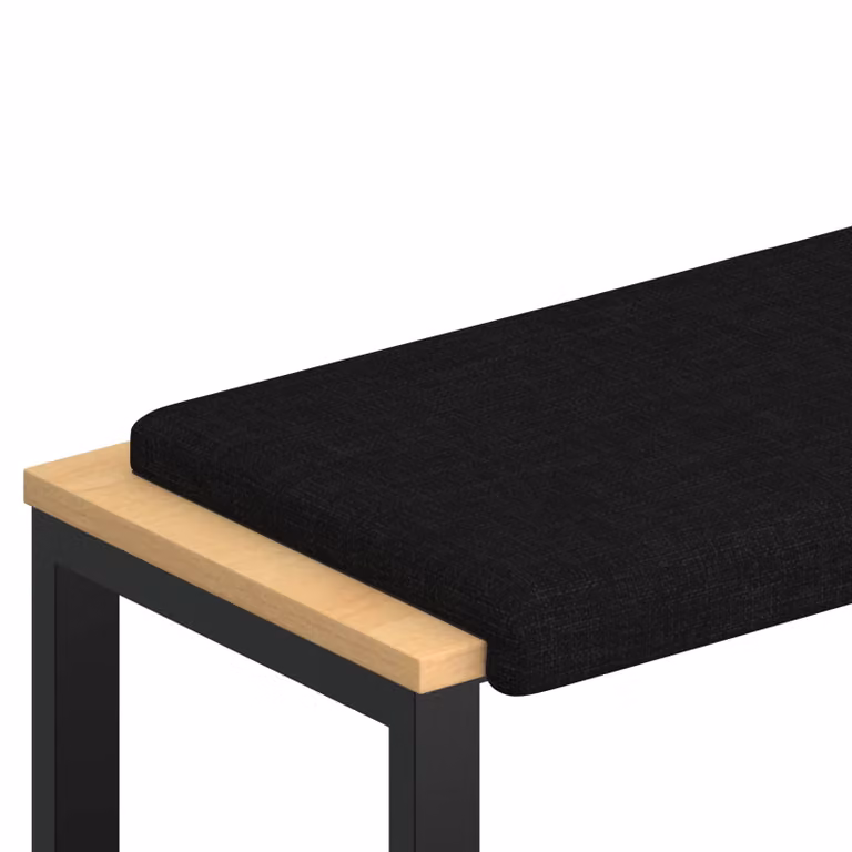 Cojín de banco rectangular vidaXL en tela negra con base antideslizante y relleno de espuma, Profundidad: 35 cm