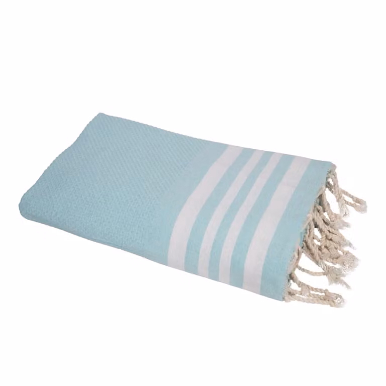 Fouta de algodón Febronie con tejido de nido de abeja en color verde d'agua, 100 x 200 cm