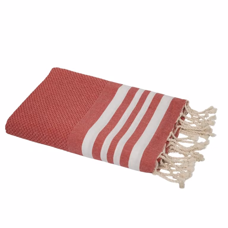 Fouta de algodón Febronie con diseño de panel de abeja en color rojo, An/P: 100 x 200 cm