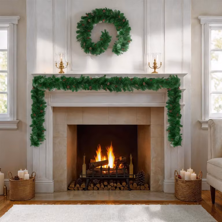Guirnalda de Navidad TecTake de estilo clásico con follaje en colores rojo y verde para colgar