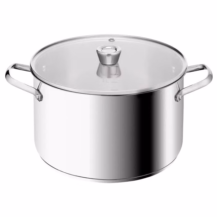 Olla alta Tefal Emotion+ XL de 28 cm con tapa de cristal, acero inoxidable y color plata para inducción