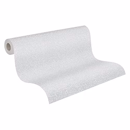 Papel pintado lavable y pintable A.S. Création de color blanco, diseño minimalista liso, An/Al: 1,06 m x 25,00 m