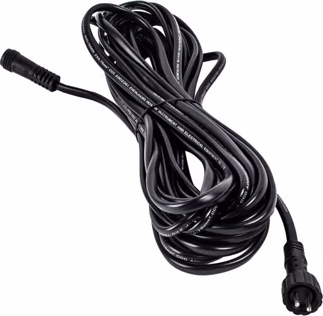 Cable alargador de bajo voltaje 12V Köhko con enchufe de 2 clavijas para exterior IP44, color negro, longitud 5 m, apto para bombas de fuente y luces LED 29011-5