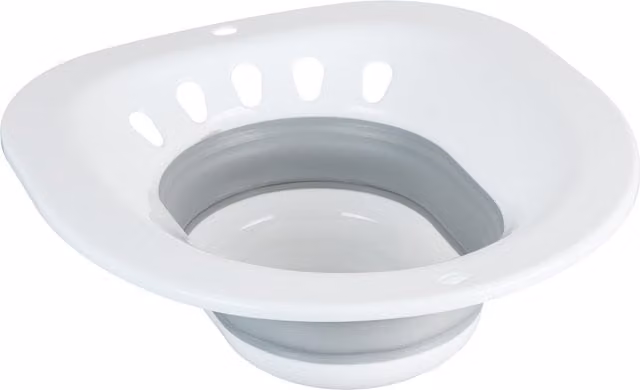 Asiento de bidé plegable para inodoro Relaxdays en plástico, blanco y gris, An/P/Al: 36 x 12 x 39 cm