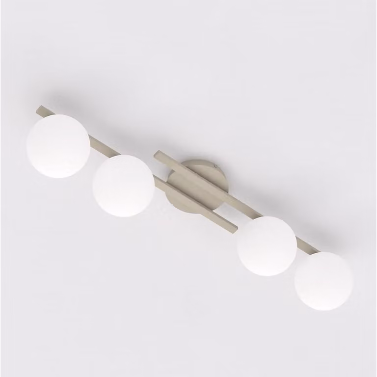 Lámpara de suspensión KAIRO de Kendra Home en metal beige y cristal blanco