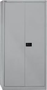 Armario de puertas batientes Certeo en metal lacado con estantes ajustables y cerradura, disponible en plata, negro o gris, An/P/Al: 91,4 x 40 x 195 cm