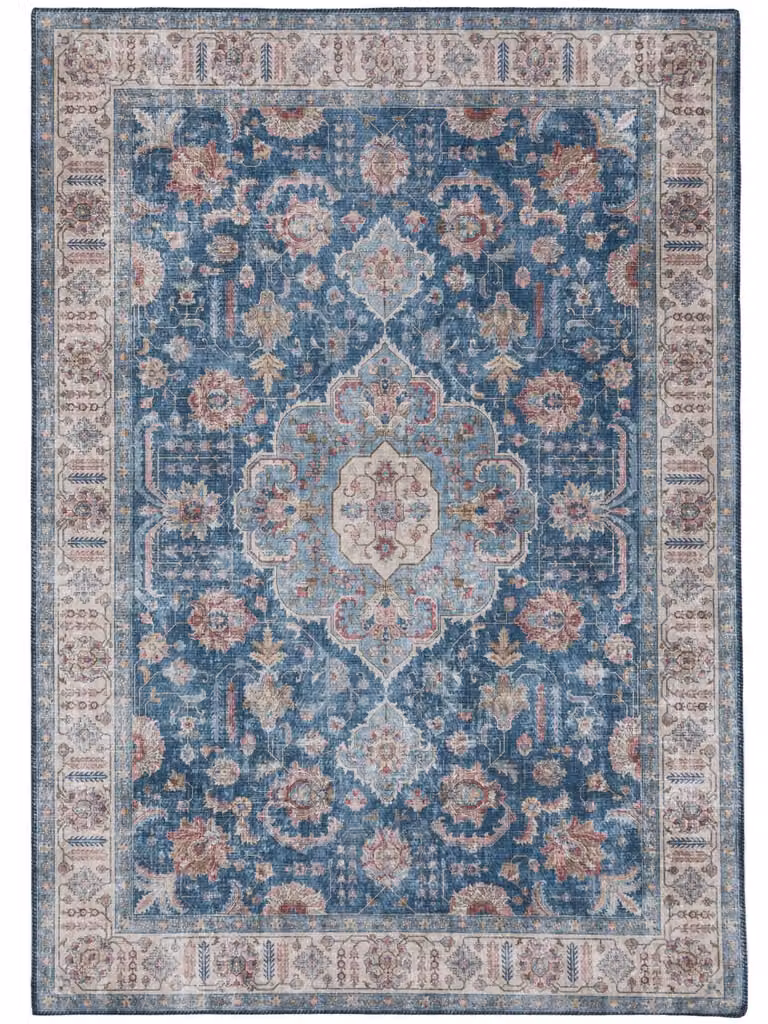 Alfombra de estilo oriental patchwork Benuta en color azul, An/P: 120 x 170 cm