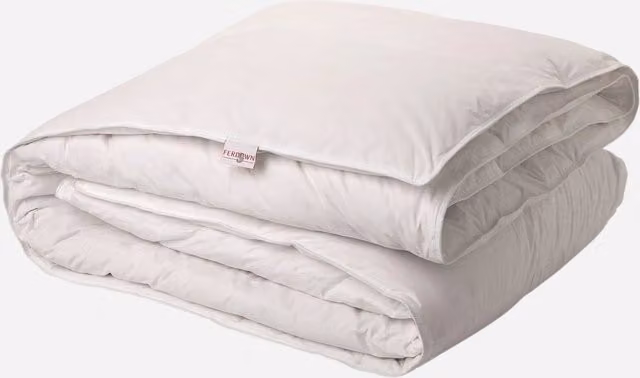 Relleno nórdico Ferdown de plumón de oca europea para invierno, color blanco, An/P/Al: 180 x 135 x 7,4 cm