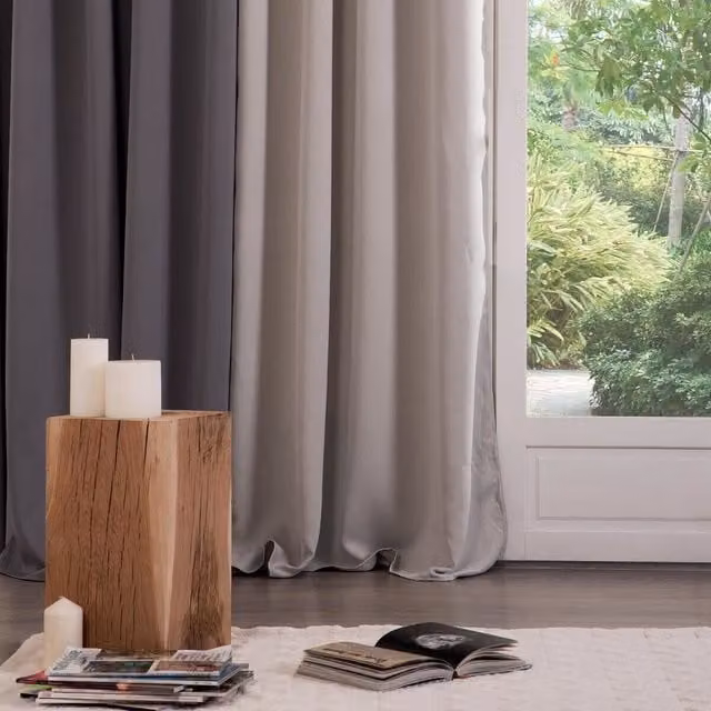 Cortina opaca Atmosphera en blanco y beige con ojales, An/Al: 140 x 260 cm