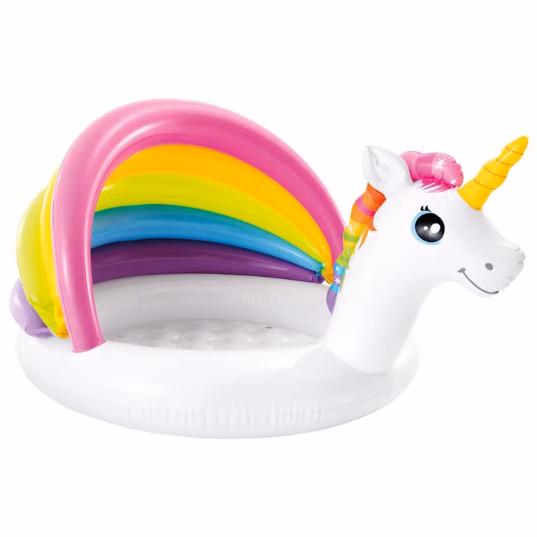 Piscina inflable para bebé Intex Unicornio multicolor con dosel y suelo inflable An/P/Al: 127 x 102 x 69 cm