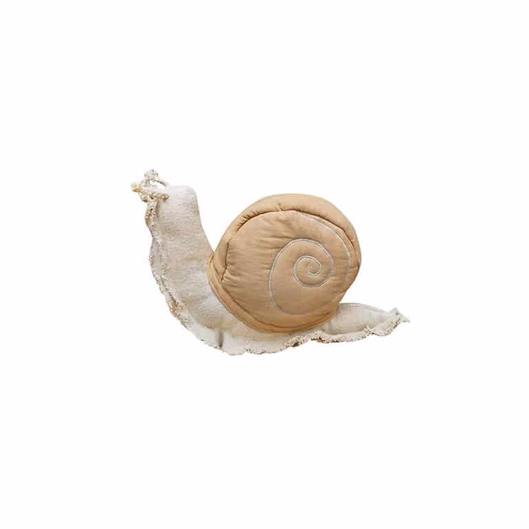 Cojín de caracol perezoso Lorena Canals en color beige y algodón GOTS, An/P/Al: 22 x 40 x 10 cm