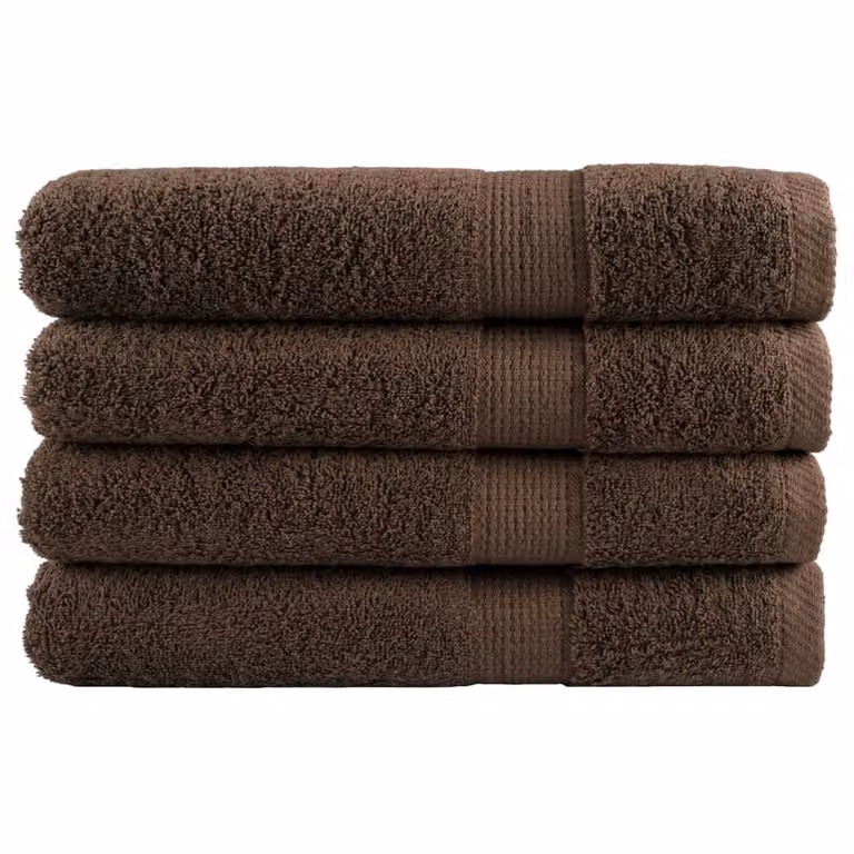 Pack de 4 toallas de sauna SOLUND de vidaXL en color marrón, fabricadas en algodón de rizo con un gramaje de 600 gsm, An: 80 cm x Al: 200 cm