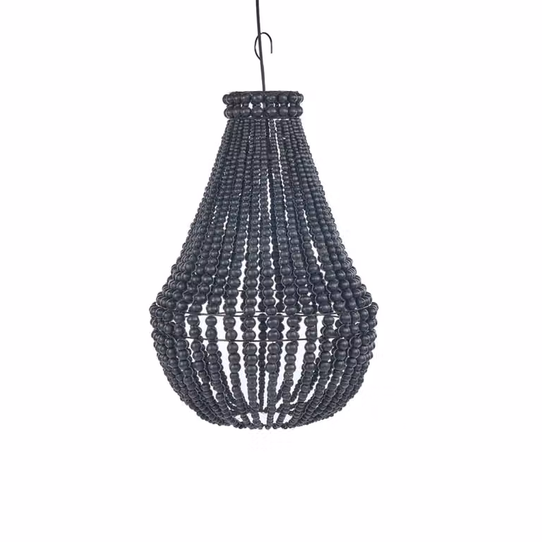 Lámpara colgante moderna de madera y hierro negro de Bazar Bizar, An/P/Al: 40 x 40 x 75 cm