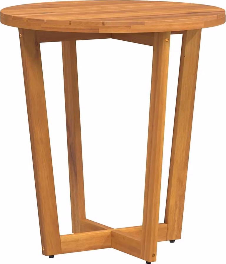 Mesa auxiliar de jardín redonda Syfax de madera de acacia aceitada en color marrón